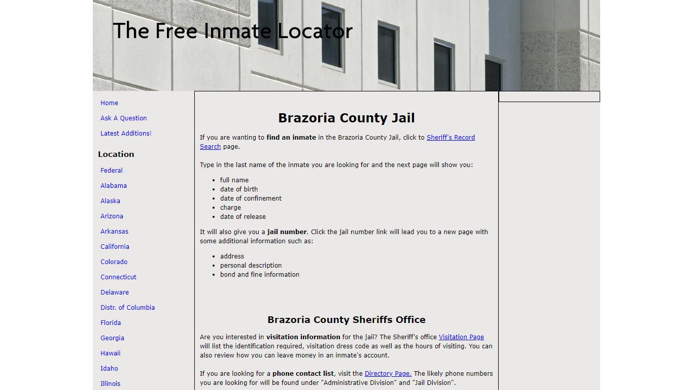 Brazoria County Jail - The Free Inmate Locator